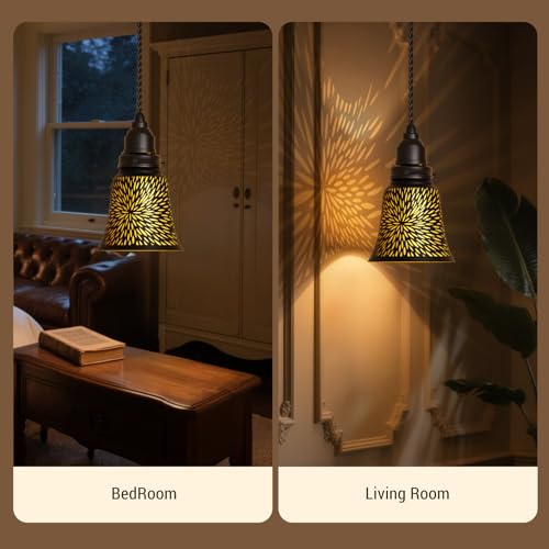 Image of 4 Pack Laser Cut Ceiling Fan Covers, Black & Gold Chrysan Iron LampShades | Size: 2.16 inch Top x 4.72 inch Bottom x 4.72 inchH. UNO fitter metal lamp shades for ceiling fan lights, wall sconces and chandeliers.