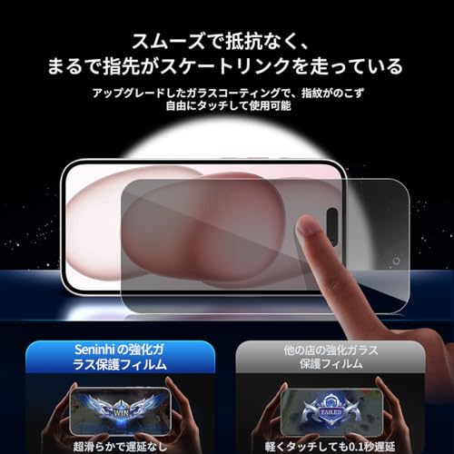 undefined iPhone 15 ガラスフィルム 覗き見 【2枚覗き見防止+2枚レンズ保護+ガイド枠】 iphone15 フィルム のぞき見防止 レンズフィルム アイホン 15 強化ガラス アイフォン15 液晶 保護フィルム 横から見えない 硬度9H 耐衝撃 飛散防止 自動吸着 気泡ゼロ 指紋防止 超高質感 SENFK-4AP15-1 の商品画像 7