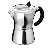 Mokavista 9 tazas aerolatte MokaVista - Cafetera de espresso para estufa, color plateado, 9 tazas, 495 ml