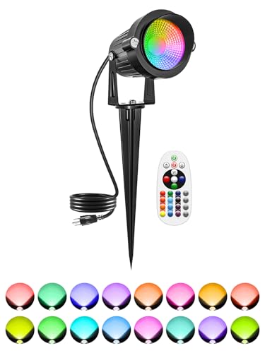 DOREIO Christmas RGBW Outdoor Spotlights for Yard, 10W Color Changing