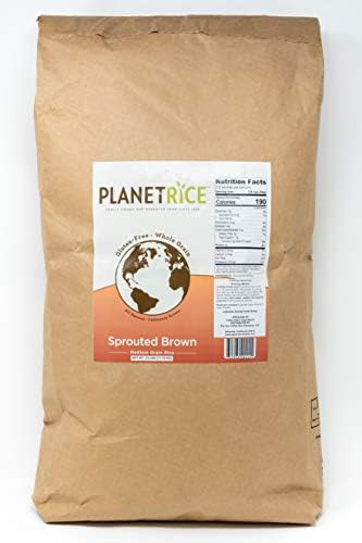 Planet Rice Sprouted Brown Gaba Rice for Meal Prep and Bulk Cooking - Gluten-Free, Vegan, Paleo, with 64% more Fiber - Soft and Chewy Texture - 25 Pounds