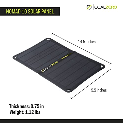 Goal Zero Nomad 10, Foldable Monocrystalline 10 Watt Solar Panel With Usb Port, Portable Solar Panel Backpacking, Hiking And Travel. Lightweight Backpack Solar Panel Charger With Adjustable Kickstand #TOP2