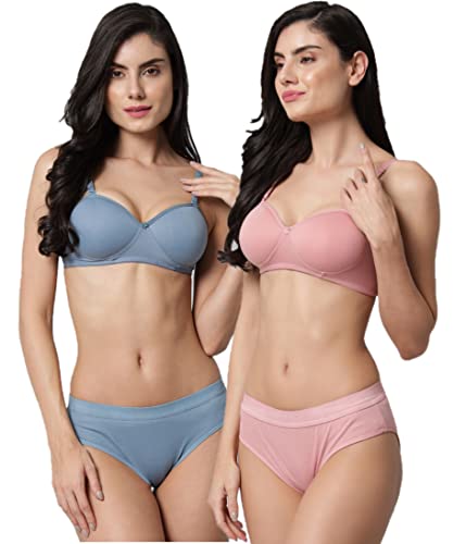 Image of Women Sexy Cotton 2 Piece Bra and Panties Lingerie Set for Honeymoon | Anniversary | Everyday Bra Panty Combo
