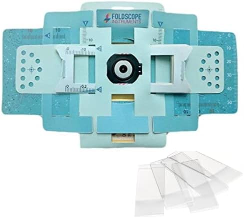 Vital's Foldscope Classroom Kit (Paper DIY Microscope) Along with 5 Pcs of Glass Slide (Blue)