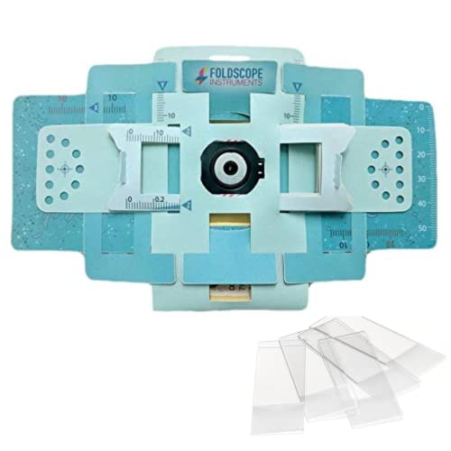 Image of Vital's Foldscope Classroom Kit (Paper DIY Microscope) Along with 5 Pcs of Glass Slide (Blue)