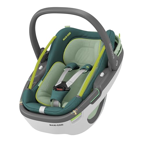 Maxi-Cosi Coral 360 i-Size Babyschale Drehbar, 360 Grad Neugeborenen Autositz, 0–12 Monate, 40–75 cm, Ultraleichtgewicht, G-CELL Seitenaufprallschutz, extra-großen Sonnenverdecks, Neo Green