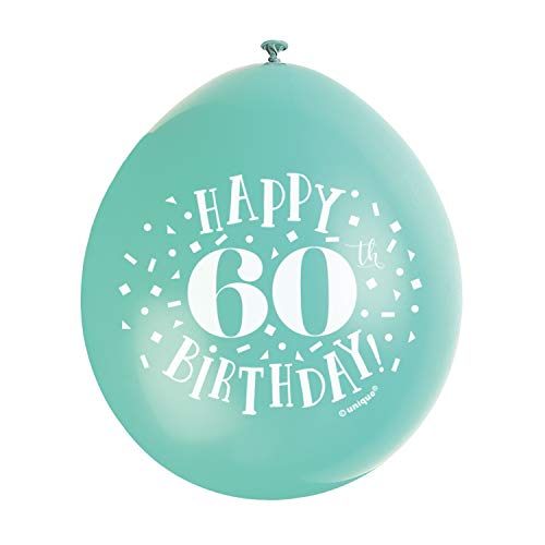 Happy 60th Birthday Assorted Colors Latex Balloons (22cm) Pack of 10 - Festive & Fun Party Decorations, Purple