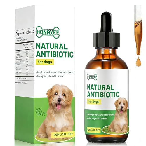 60ml Natürliche Antibiotika für Hunde Tropfen für Hundes natürliche pflanzliche geeignet für Hunde jeden Alters juckende Haut Relief Unterstützt Allergie Relief Hefepilz Infektion Hund