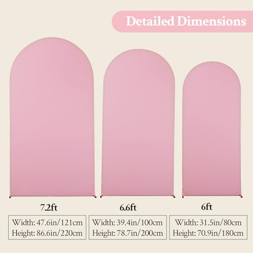 White and Pink Arch Backdrop Cover Set of 3 Pink White Arch Covers 6FT 6.6FT 7.2FT Bridal Baby Shower Birthday Party Wedding Photo Arch Backdrop Stand Cover Spandex Stretchy by HB HBB MAGIC - Image 5
