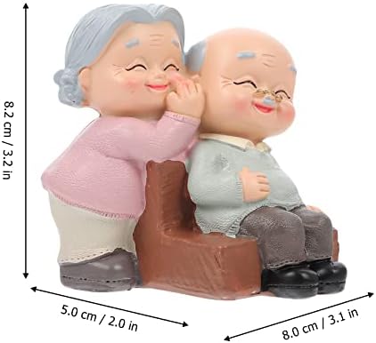 LIFKOME Lovely Elderly Couple Figurines Cartoon Grandparents Figure Cake Topper Resin Husband and Wife Statue for Wedding Anniversary Birthday Gifts Home Decorations