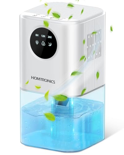 Deshumidificador Pequeño 1700ML, [Temporización] Homtronics Silencioso Deshumificadores con 7 Colores Luz, Apaga Automáticamente, Deshumificadores de Humedad Eléctrico para Baños, Dormitorios, Sótanos