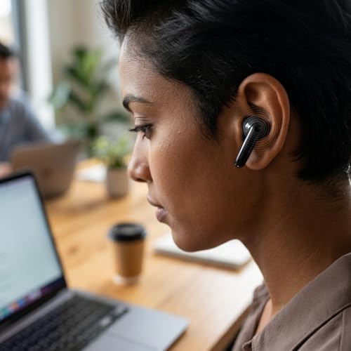 Image of Futopia Wireless Groove Bluetooth Earbuds v5.4 with Charging Case | 10mm HD Sound Drivers | Type-C Fast Charging | 4-5H Playtime | 10-15M Range | Lightweight in-Ear Headphones- Black