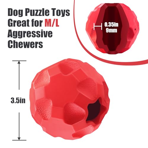 TROUSKAIG Treat Dispensing Dog Toys for Aggressive Chewers Large Breed, Rubber Balls for Dogs, Interactive Dog Toys for Boredom to Keep Them Busy, Dog Treat Toy Ball