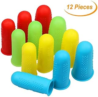 12 Pieces Silicone Hot Glue Gun Finger Caps, 4 Colors Finger Guard Protectors