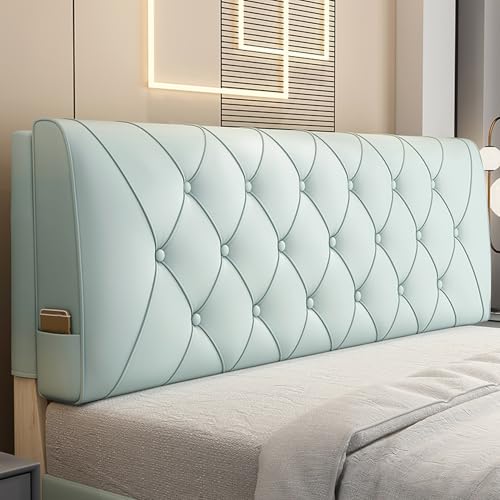 mongdodo 腰枕 パッド ベッド ピローボルスター テレビ枕 120*60*6cm 120*60*10cm 腰用クッション モダン シンプル パール綿 背中クッション バックサポート 通気性 蒸れない 寮の客室用 リビング サイドポケット グリーンA