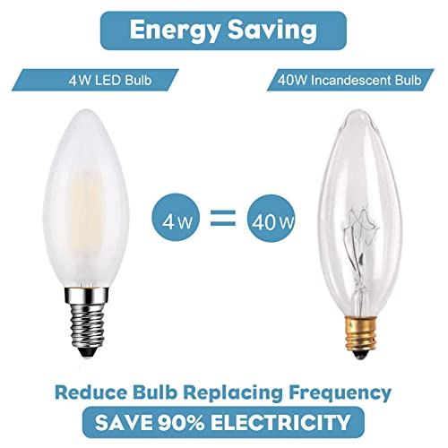 Beonllay E14 Led Candelabra Bulb 40W Equivalent 4W Dimmable Led Candle Light Bulbs, 3000K Soft White 400 Lumen E14 Frosted Glass Decorative Bulb, 4 Pack #TOP4