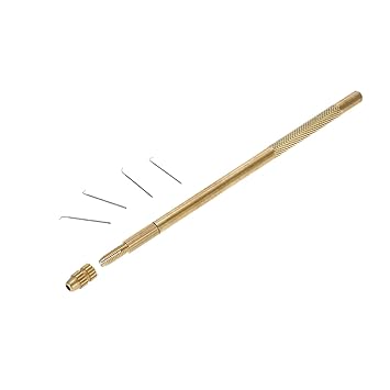 Haibing 4 Sizes Ventilating Needles + 1 Brass Holder Make Repair Lace Wigs Toupee Hairpiece Knotting Hook Set