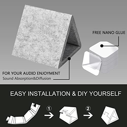 Bubos Acoustic Panels,Diy Acoustic Diffuser Sound Diffuser Panels Full Frequency Sound Absorption（24 X 24Inch）,Better Acoustic Treatment For Recording Studio, Office, Home Studio(Grey) #TOP5