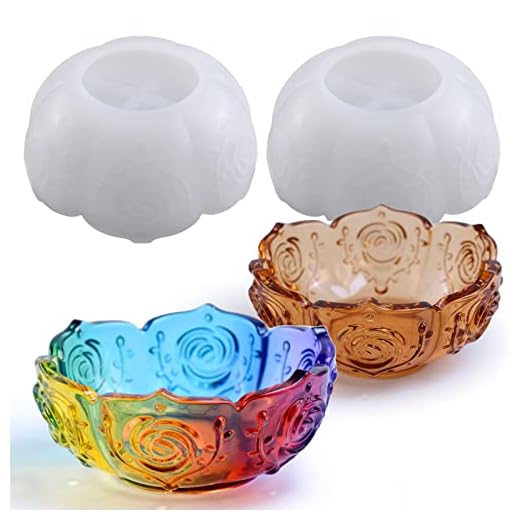 2PCS Flower Tray Resin Mold, Lotus Bowl Silicone Mold for Epoxy Resin Casting, Unique Resin Concrete Mold for DIY Jewelry Holder Trinket Container Box Candle Holder Home Table Decoration