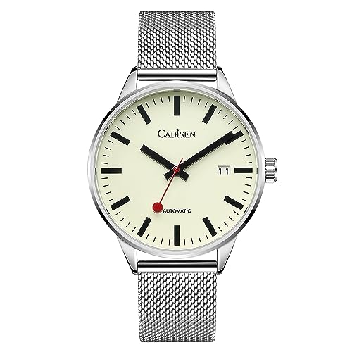 CADISEN Reloj automático hombres mecánico cristal de zafiro impermeable casual empresa…, Bai, 40, - CADISEN Reloj automático hombres mecánico cristal de zafiro impermeable casual empresa…, Bai, 40, -