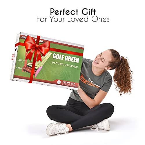 Golf Putting Green Mat For Indoor & Outdoor Practice Use – Mini Golf Course With Auto Ball Return And Included Baffle – Velvet Crystal Mat With Durable Solid Wood Base – For Golf Lovers & Enthusiasts #TOP6