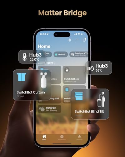 SwitchBot Hub 3, Smart Home Hub mit Matter Support, Smart IR Bluetooth-Fernsteuerung, WLAN-Thermometer und Hygrometer (unterstützt 2,4 GHz), Kompatibel mit Alexa, HomeKit, Google Home, IFTTT