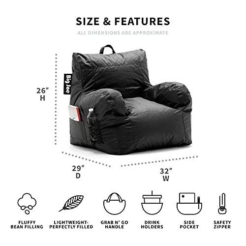 Big Joe Dorm Bean Bag Chair With Drink Holder And Pocket, Black Smartmax, Durable Polyester Nylon Blend, 3 Feet #TOP2
