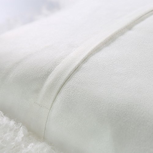 Unite Down Deluxe Home Decorative Rectangular Soft Plush 100% Real Mongolian (Tibetan) Lamb Wool Pillow/Cushion Cover/Case(12X20Inch, White) #TOP3