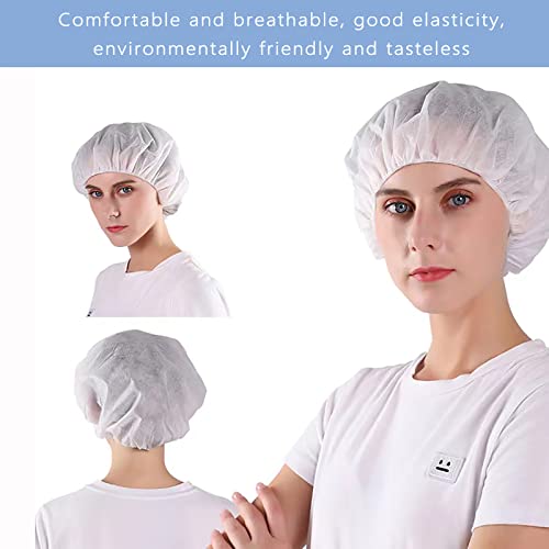 ZXFUTURE 100 Pack 21" White Disposable Nonwoven Bouffant Caps Hair net Hair Sleeves with Swivel Side Headbands, Unisex, Perfect for Sleeping Hair Nets, Hair Nets Food Service