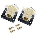 RKURCK Power Distribution Block, 2 Way 0/2/4 AWG Gauge in, 4/8/10 Gauge Out, 2 Way Car Audio Stereo