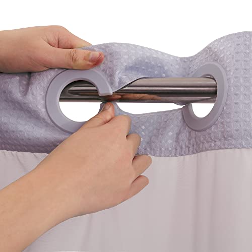 River Dream Heavyweight No Hooks Required Dotted Waffle Weave Shower Curtain with Snap in Liner - 71W x 74H,Hotel Grade,Spa Like Bath Curtain,Lilac by River Dream - Image 3