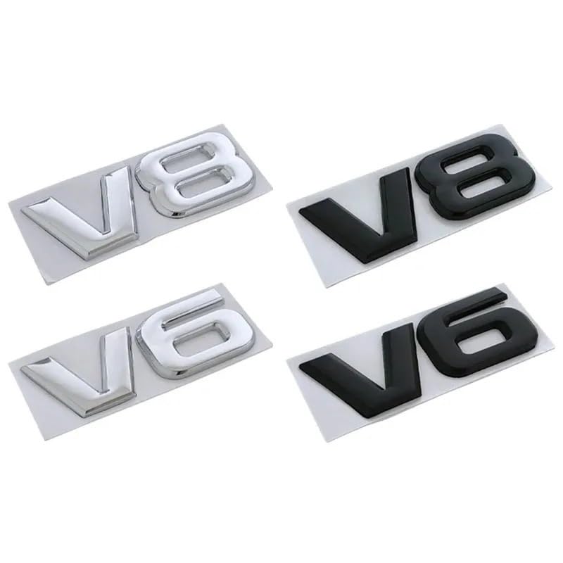 Logo V8 Black autocollant 3D en métal emblème de coffre pour voiture Toyota