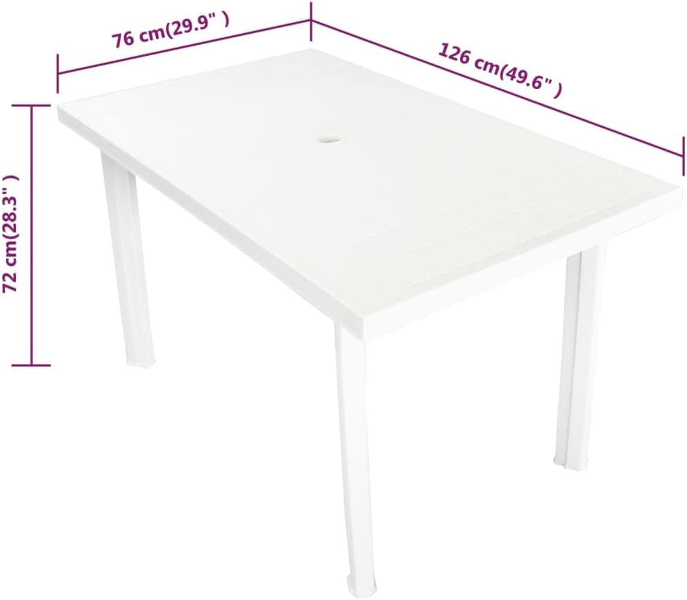 vidaXL Garden Table Dining Table Dining Dining Patio Table Camping Patio Backyard Outdoor Anthracite 126 x 76 x 72 cm Plastic