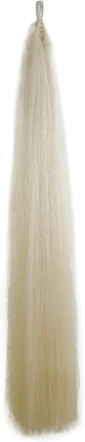 28-30 IN Long 3/8 LB Horse Tail Extensions with Natural Loop Top & Blunt Cut Bottom (Natural White)