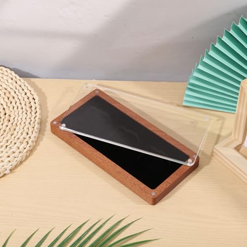 beinkmake Wood Coin Case with Clear Acrylic Cover 45mm Challenge Coin Storage Box with Velvet Lining for Silver Dollar Medal 3 Slots