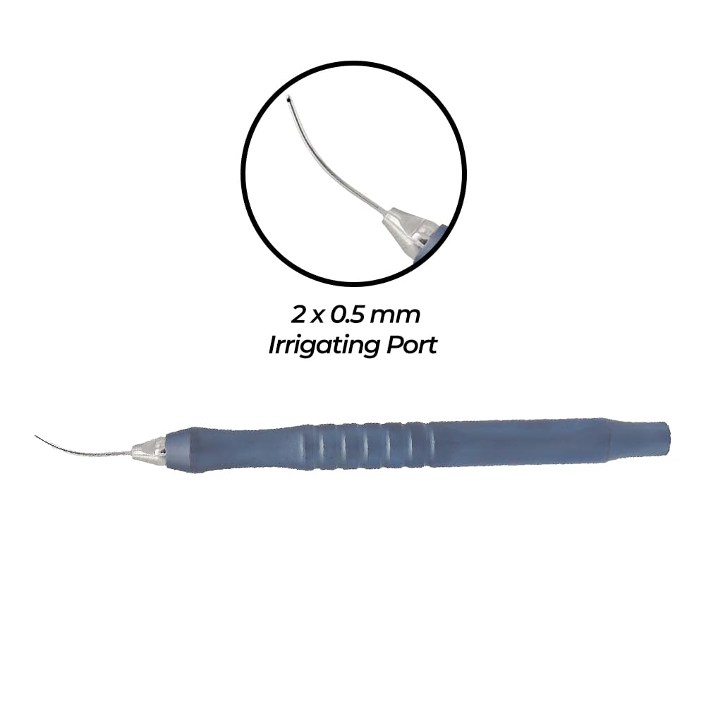 Stellmacher Ophthalmic Cannula Handpieces, 23G Titanium Simulation Instruments, Conical Tip Design, Single & Dual Port Options, 11 cm Length, Educational Use Only (Irrigating Cannula)