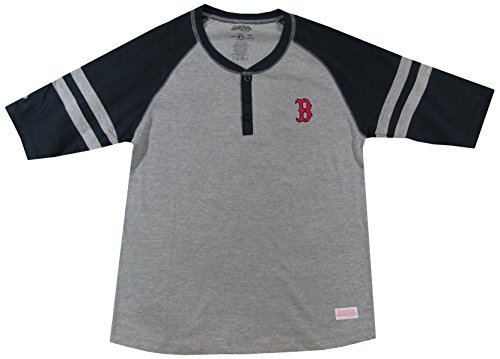 MLB Boston Red Sox Girl's Colorblocked Henley Top, Grey, Medium