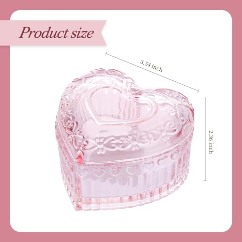 Large Body Powder Puff Container, Pink Heart Crystal Powder Container, Reusable Dusting Powder Case, Body Puff Glass Jar, Puff not Including2