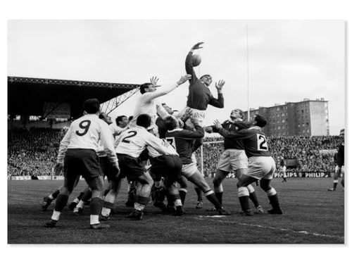 Hexoa Tableau de Sport Photo Ancienne d'un Match de Rugby - Made in France - Toile imprimée 45x30