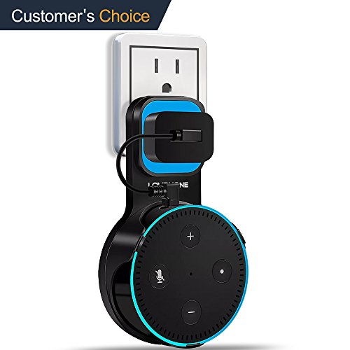 LOVPHONE Outlet Wall Mount Hanger Stand for Amazon Alexa Echo Dot 2nd Generation,Space-Saving for Your Smart Home Speakers Without Messy Wires or Screws - Short Charging Cable Included (Black)