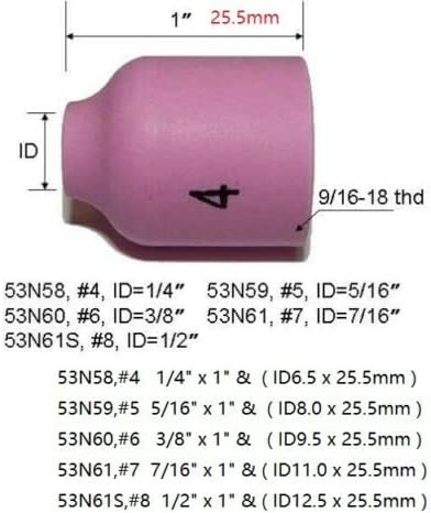 Miniatura 6 de RIVERWELD TIG Cuerpo de pinza de lente de gas 45V 13N boquillas de alúmina tazas de cerámica 13N 53N 796F TIG Tapa trasera 41V 598882 Serie de