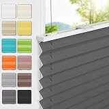 HOMEDEMO Plissee Klemmfix ohne Bohren 35x80cm Anthrazit Plisseehalter Faltrollo Plisseerollo Jalousie für Tür & Fenster Blickdicht Sichtschutz Sonnenschutz Rollo