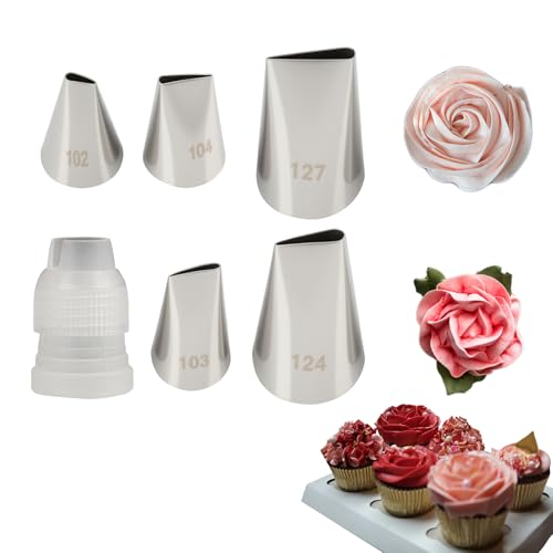6 Pcs Flower Piping Tips Set with Coupler