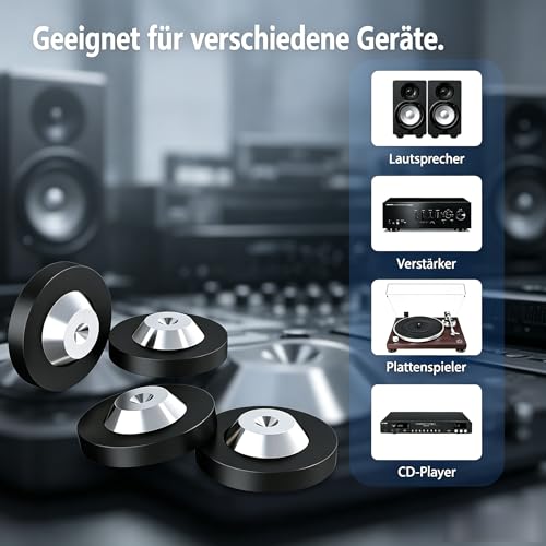 Monosaudio 4 Stück Unterlegscheibe für Spikes 39×13mm High End Lautsprecherständer, Geräte Füße, Isolationspolster, Stoßdämpfer Unterlagen für Verstärker Subwoofer DAC Plattenspieler