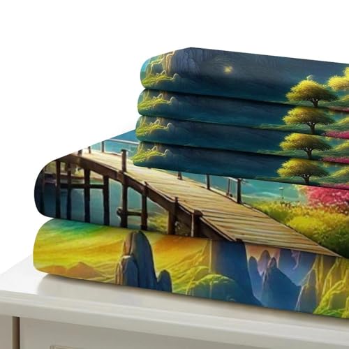 Housse de couette fermeture éclair cachée 3D paysage microfibre lit