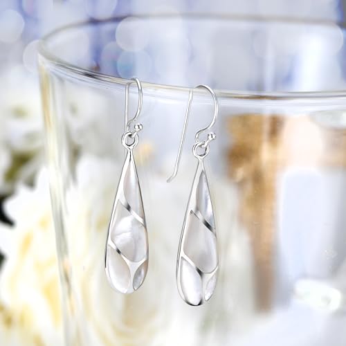 AeraVida Vintage Stone Teardrop Birthstone Sterling Silver Earrings, 9x45 mm | Dangle Earrings for Women2