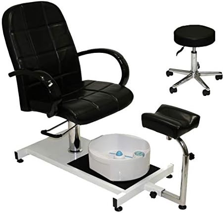 XYZ Beauty Black Hydraulic Adjustable Pedicure Station with Easy-Clean Bubble Massage Footbath