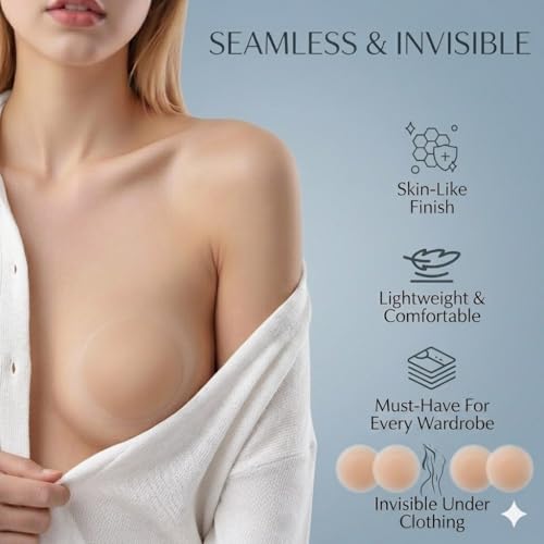 Image of 2-Pair Sticky Women's Nipple Covers - Reusable Washable Silicone Pasties