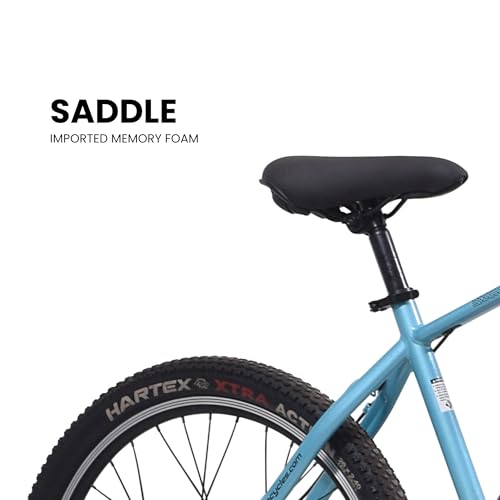 Image of Neelam Shockbuzz NB 1.0 Electric Bicycle 26T | 36V 250W Motor | 7.8Ah Removable Battery | Dual Disc Brakes | Front Suspension | Memory Foam Saddle | Unisex E-Cycle | Blue
