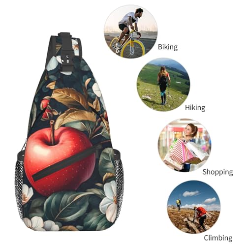 Mochila bandolera unisex estampado flor manzana ligera para viaje miniatura 6